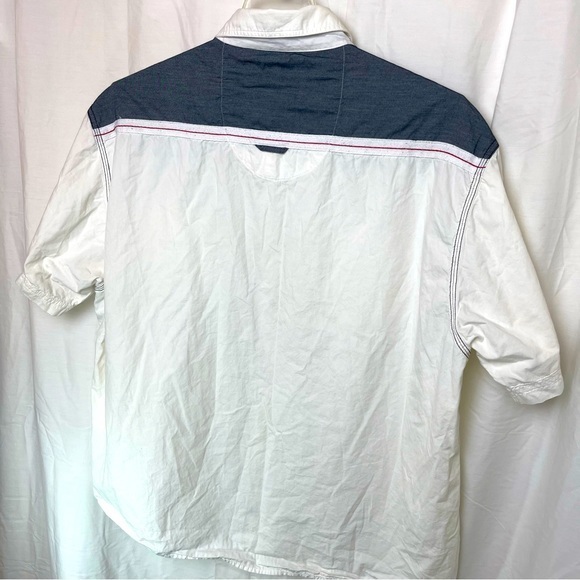 Paper denim & cloth White Button up Shirt with Grey Front Graphics Mens Sz. 2X - Picture 7 of 12